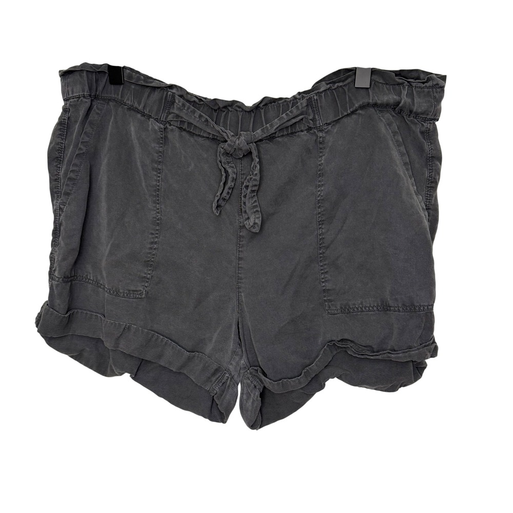 Aerie Womens Charcoal Gray Lyocell Paperbag Waist Tie Front Shorts Size Medium